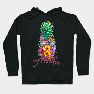 Feel The Aloha Spirit Hibiscus Hawaiian Pineapple Hoodie